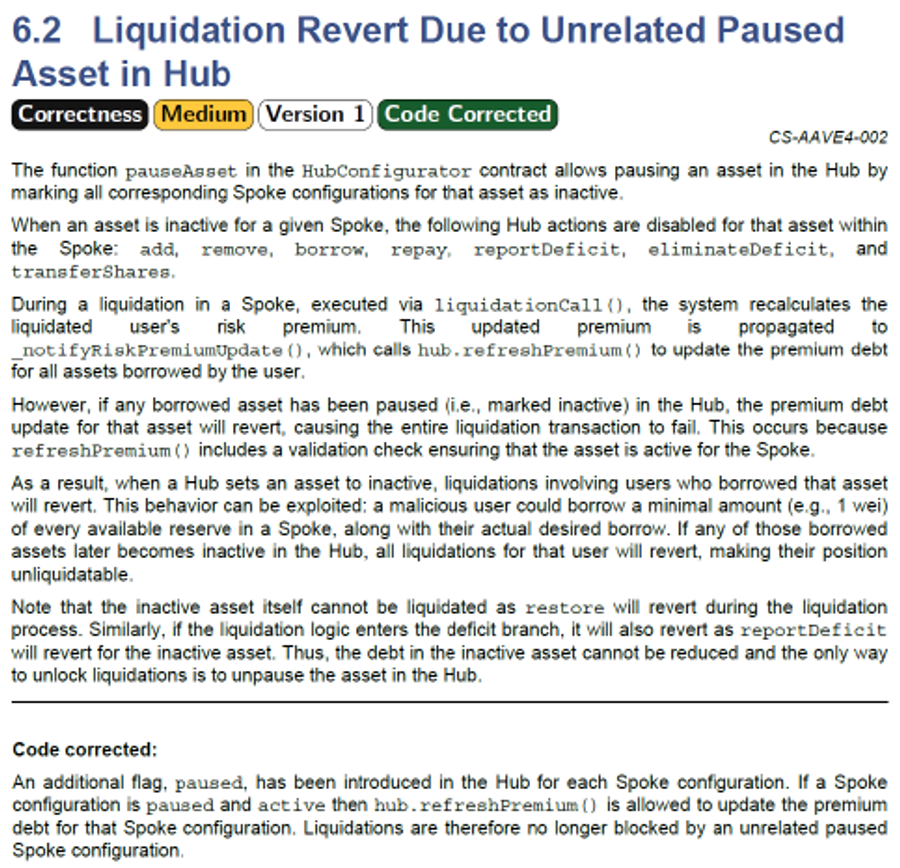 ChainSecurity Aave V4 Audit Snapshot