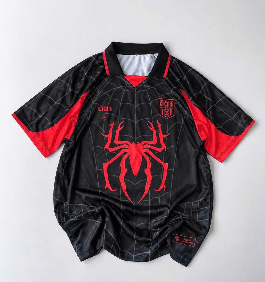 Áo Polo Jersey Mạng Nhện Lion The Best – Đen Đỏ Cổ Bẻ
