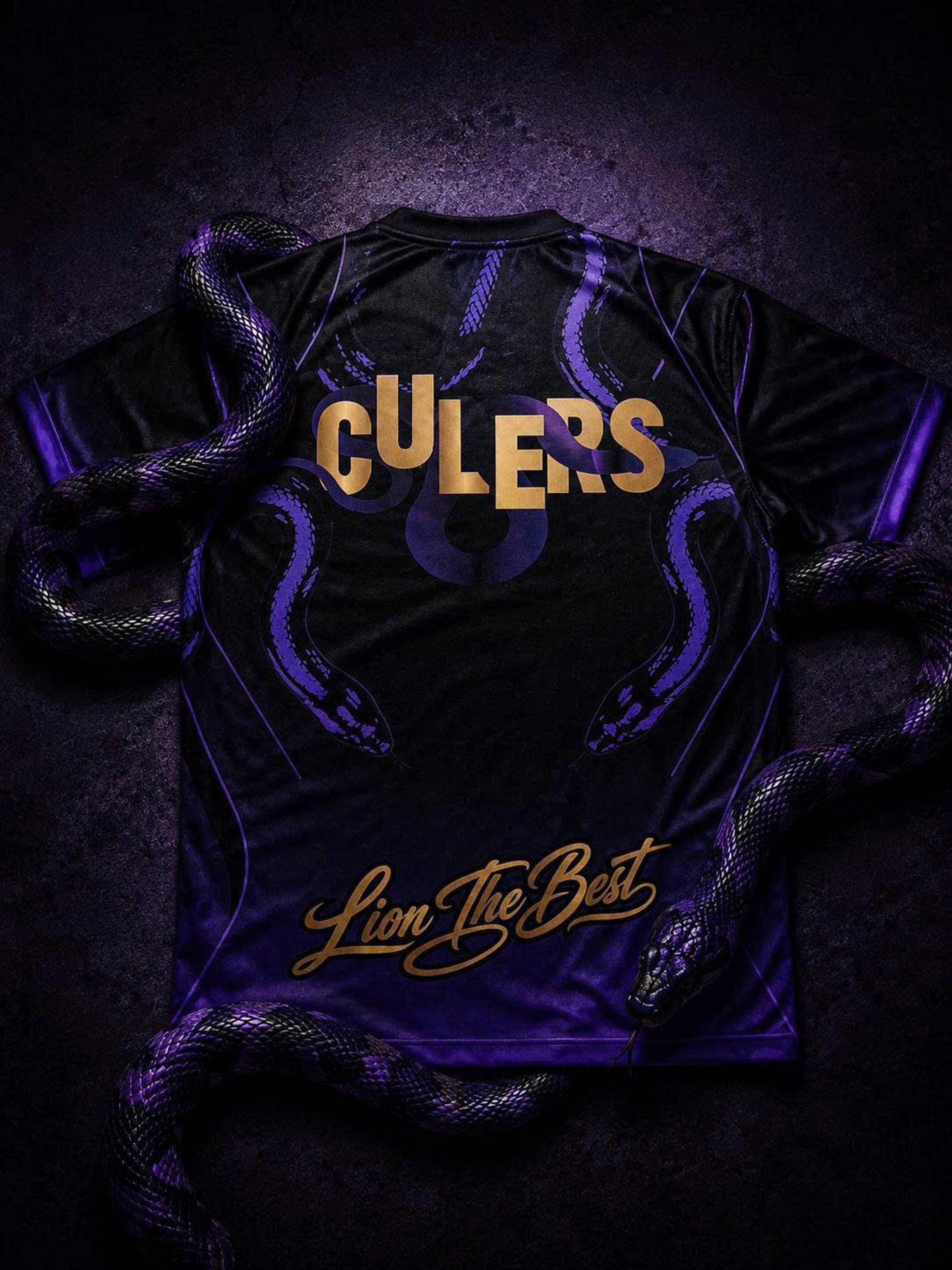 Áo Jersey Rắn Tím Lion The Best – Đen Tím Vàng Gold