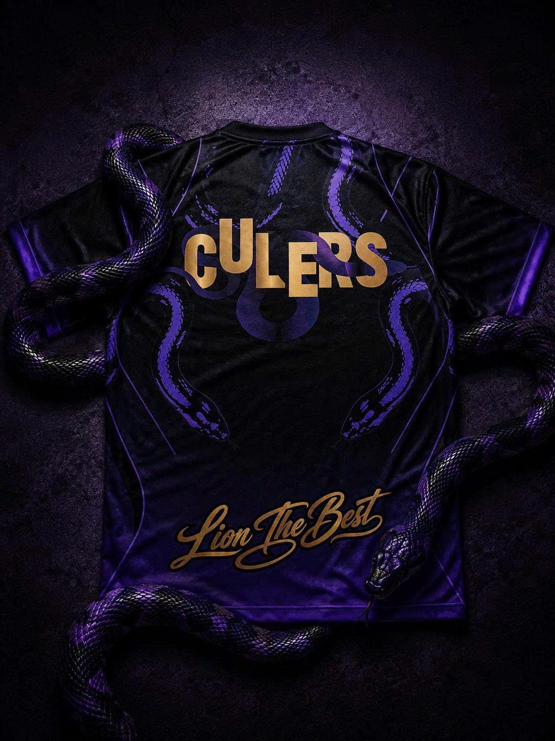 Áo Jersey Rắn Tím Lion The Best – Đen Tím Vàng Gold