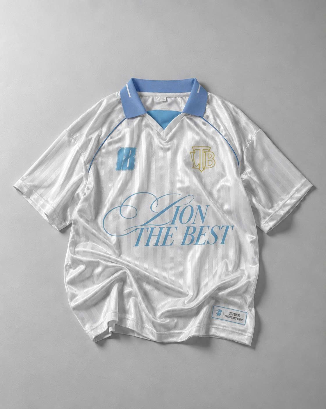 Áo Polo Jersey Retro Lion The Best – Trắng Cổ Bẻ Xanh Pastel