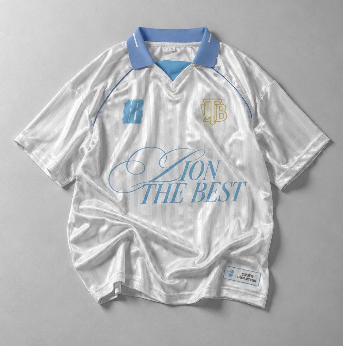 Lion The Best Retro Polo Football Jersey – White Sky Blue — Trắng Xanh