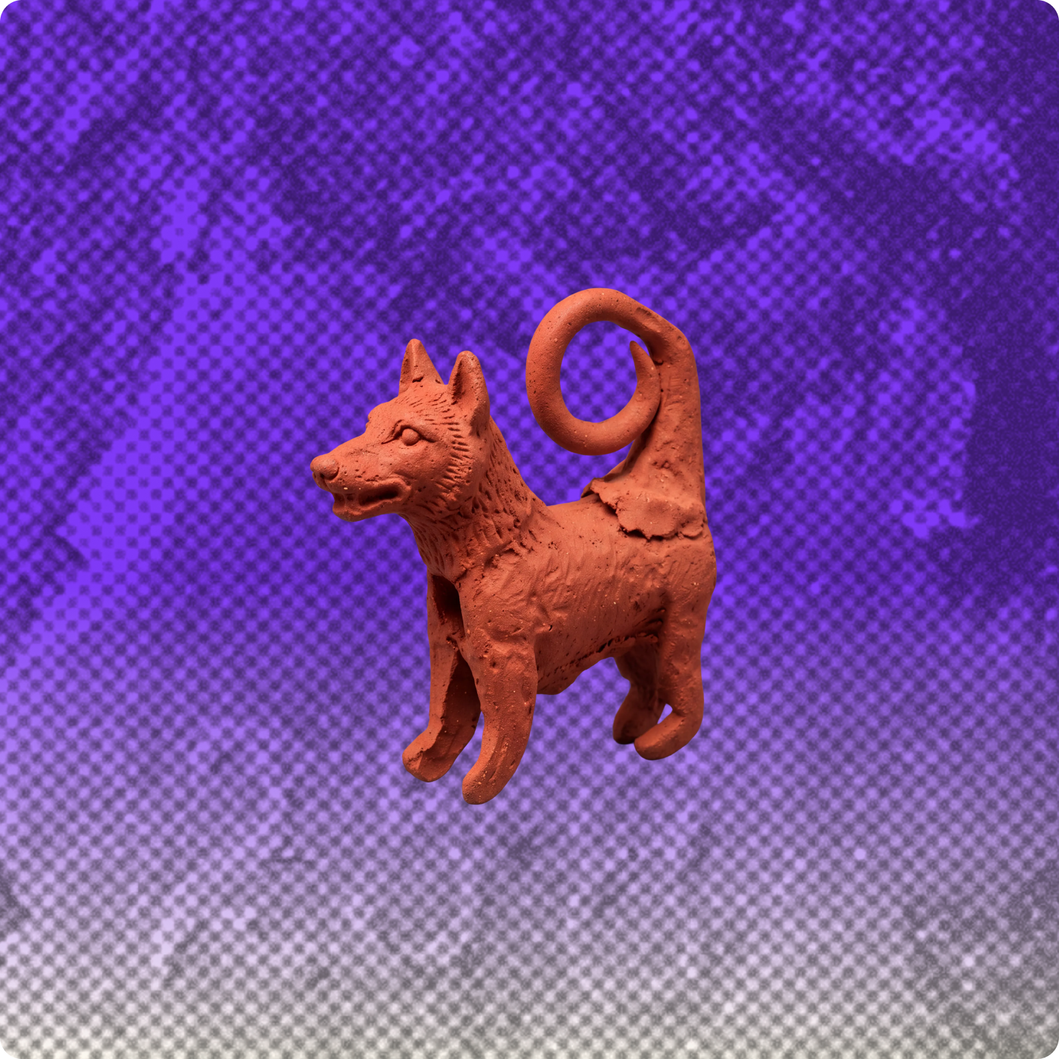 Microphone from clay with a textured purple background