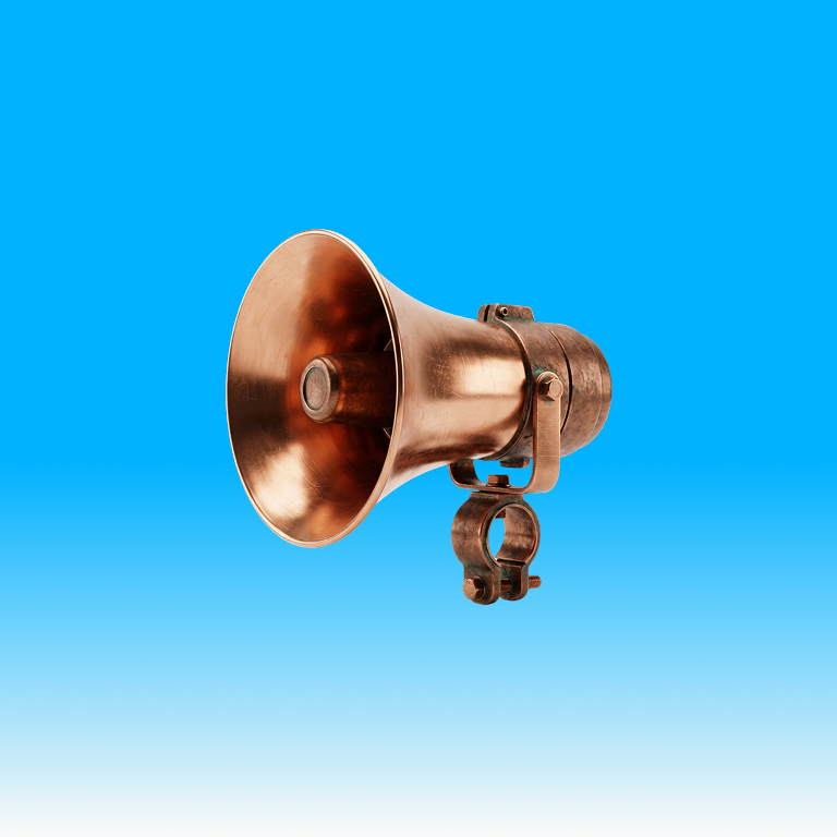 Megaphone with blue background