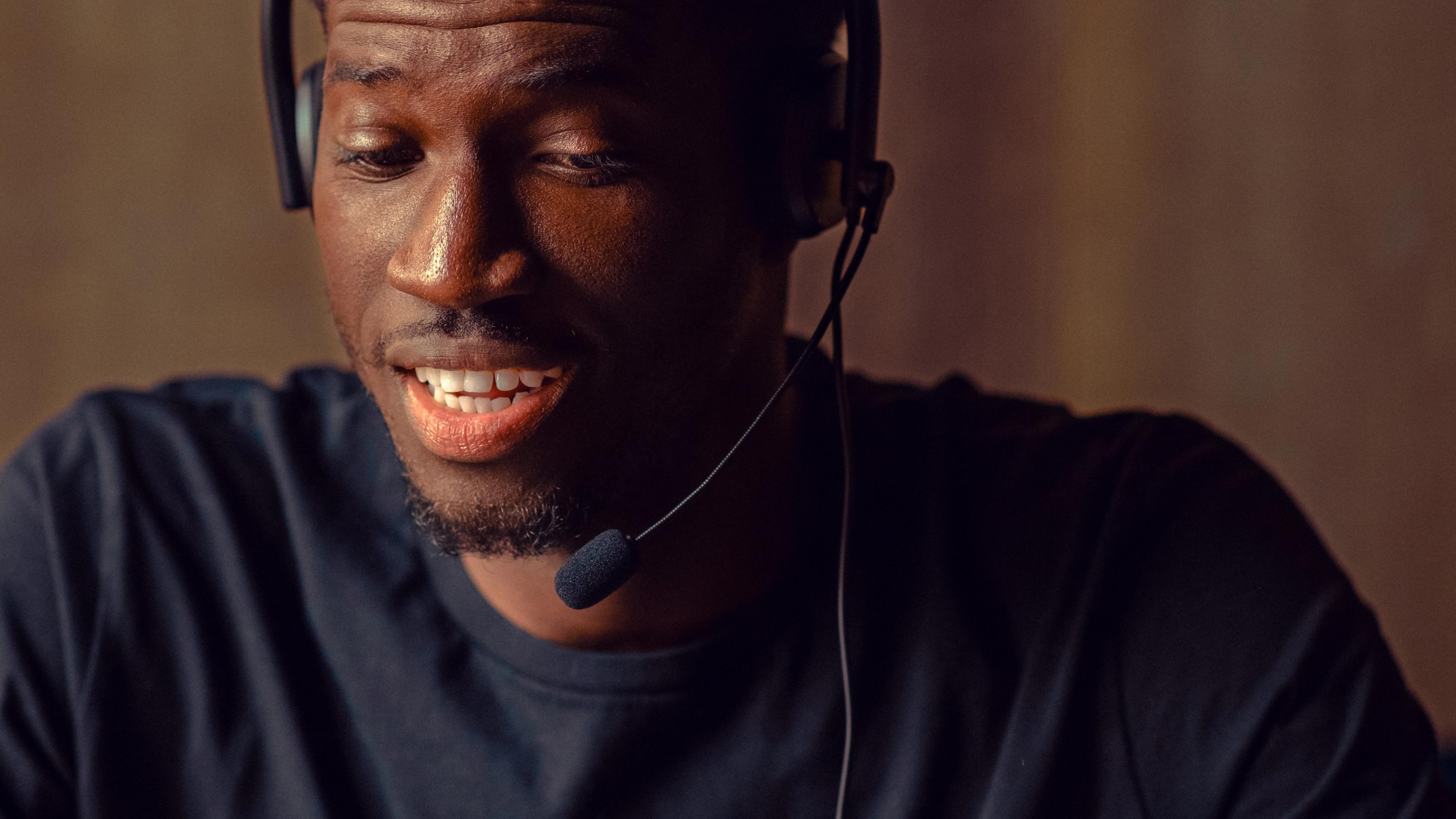 Woman listening on headphones