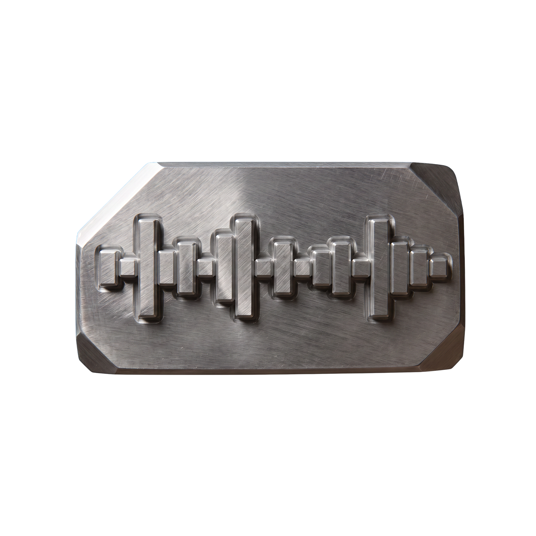 Aluminium sound bar engraved with an audio waveform