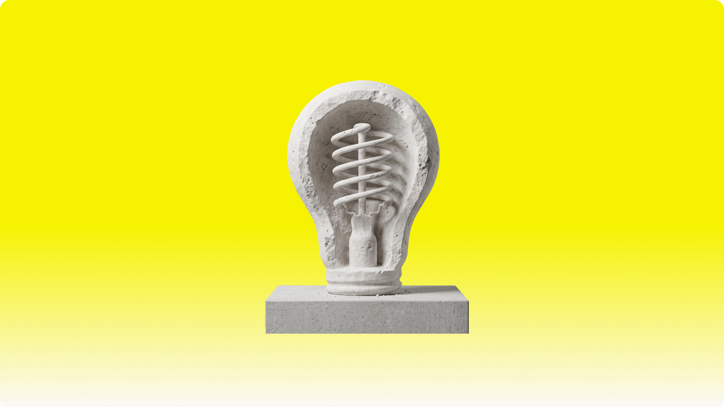 Stone light bulb on a yellow gradient tile