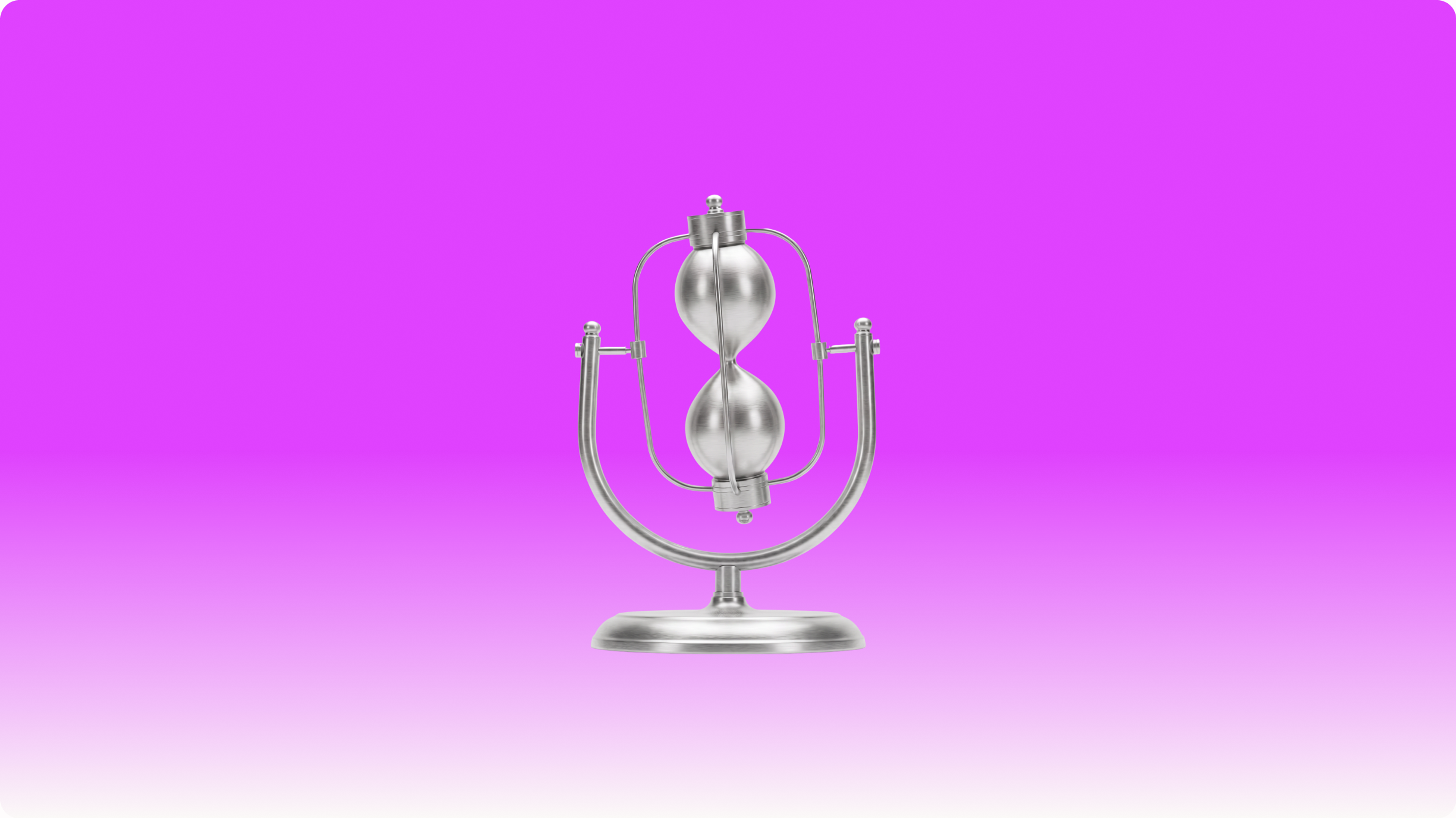 Aluminium hourglass on a pink gradient tile