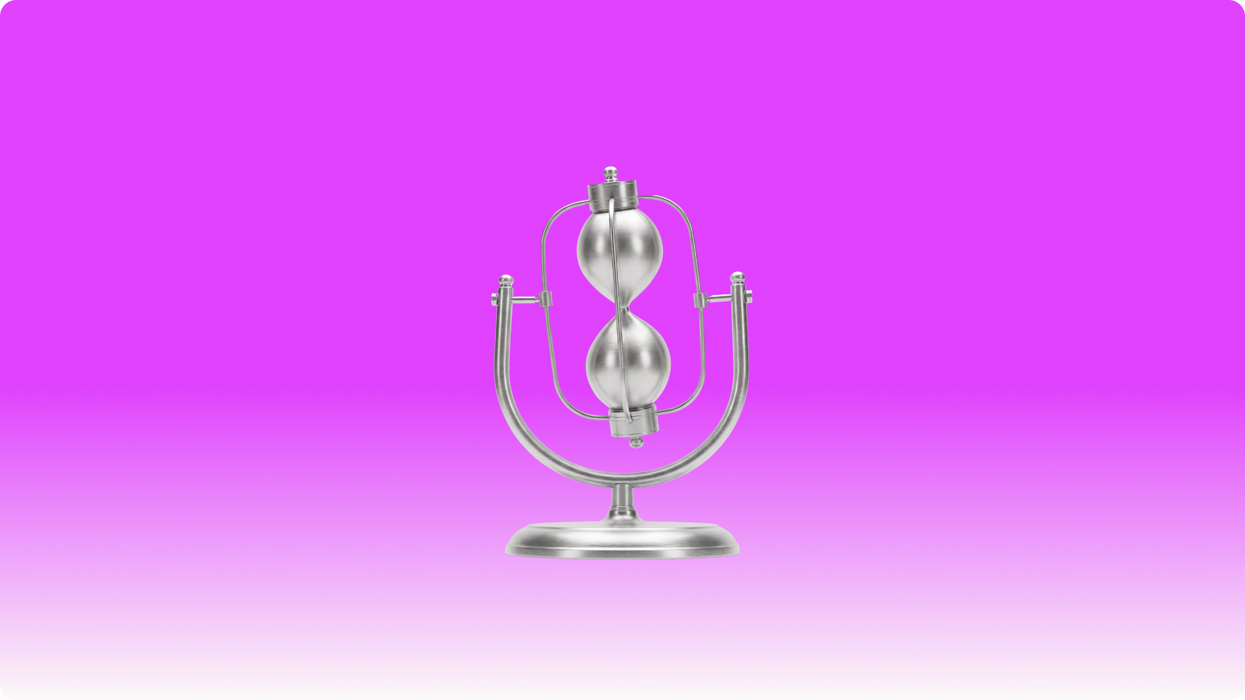 Aluminium hourglass on a pink gradient tile