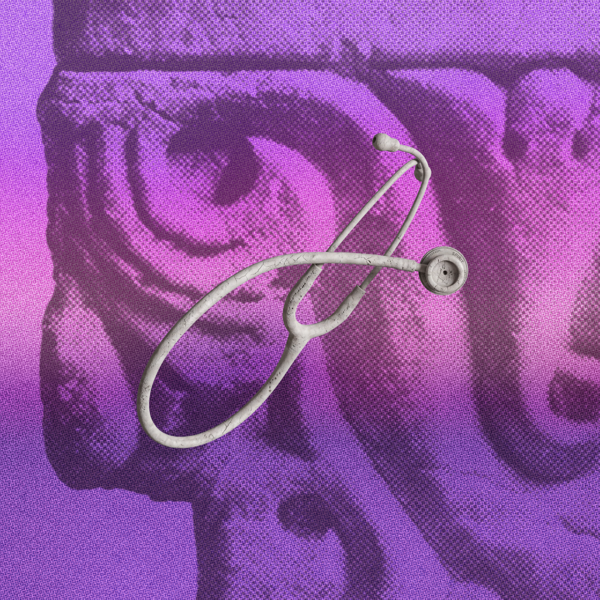 Black toy brick on purple background