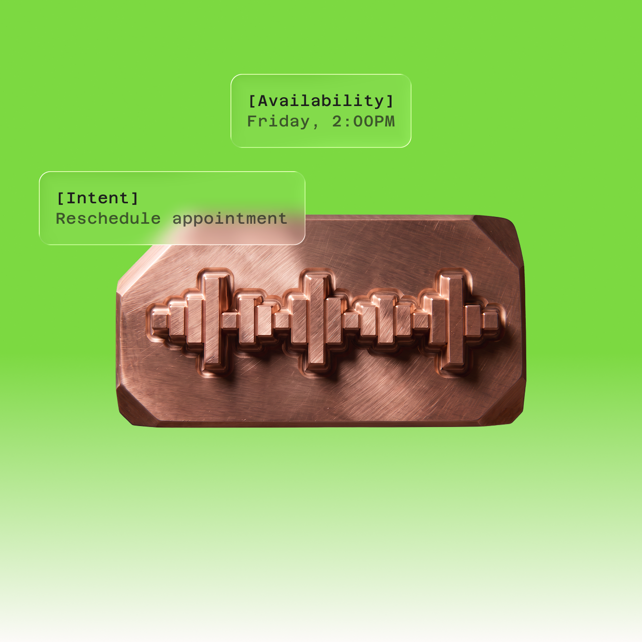 Copper sound wave artefact on green gradient background