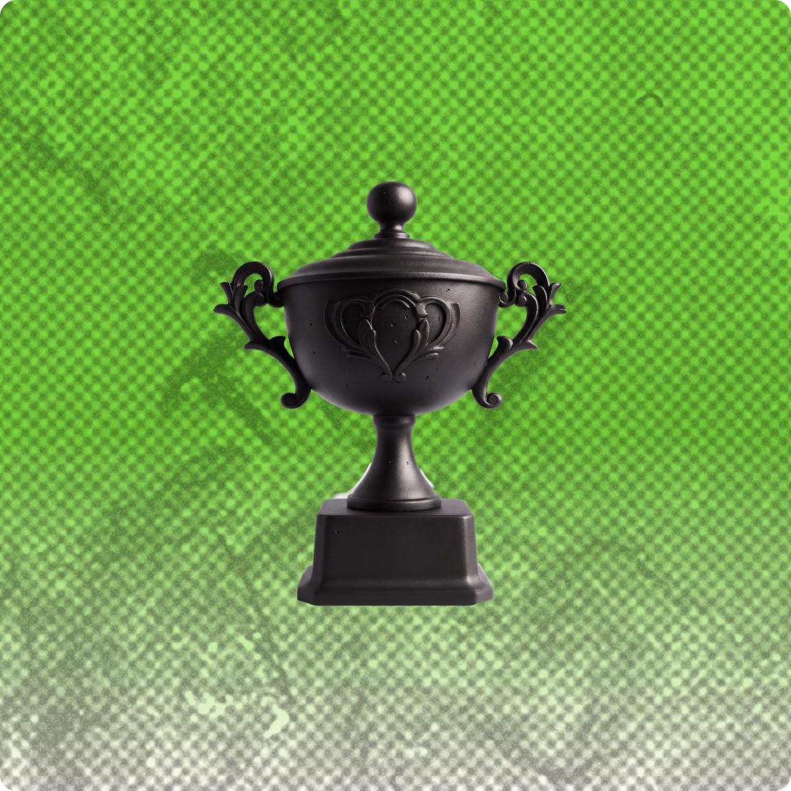 Trophy with phosphor gradient in the background