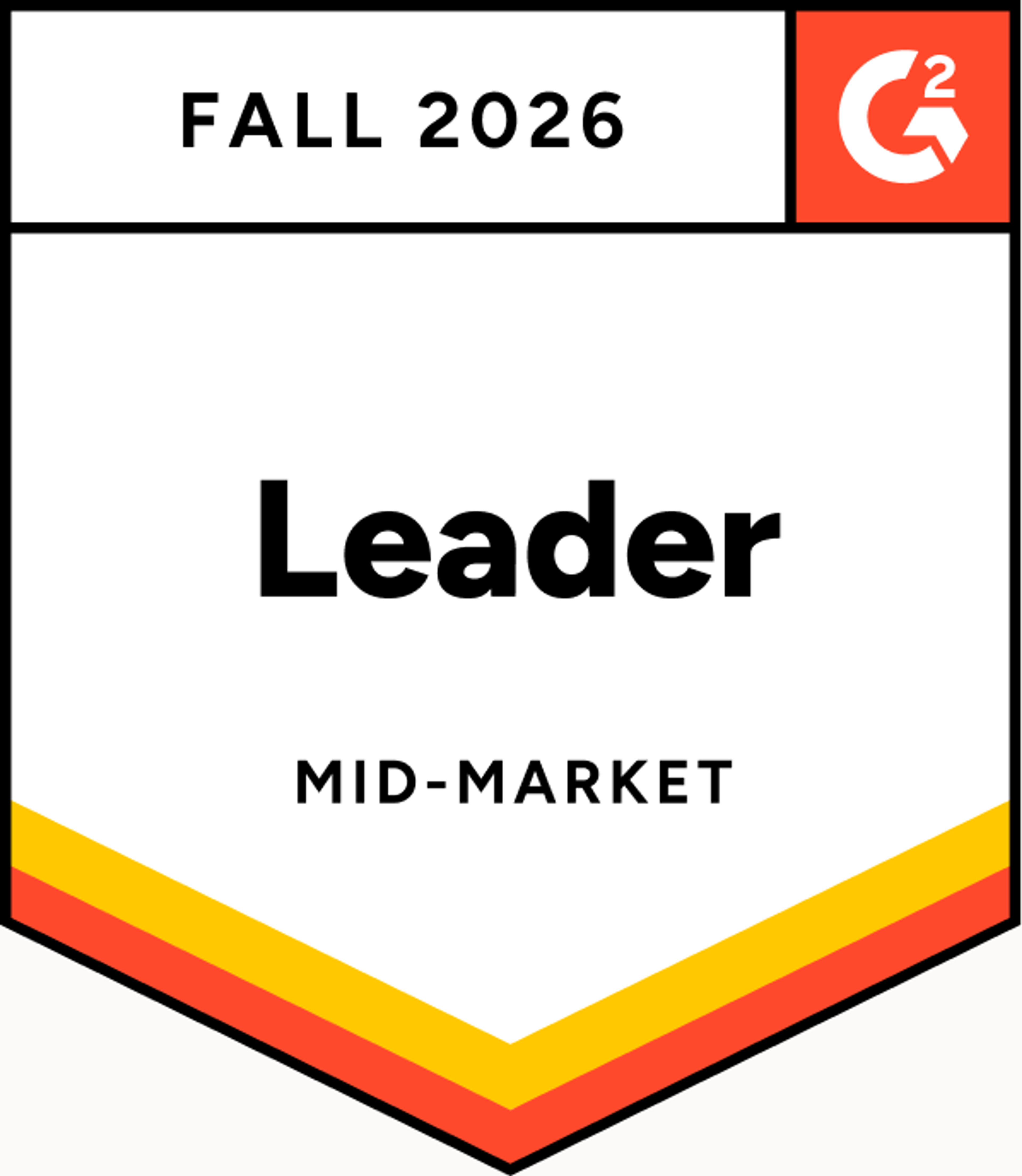G2 Leader badge, Mid-Market, Fall 2026