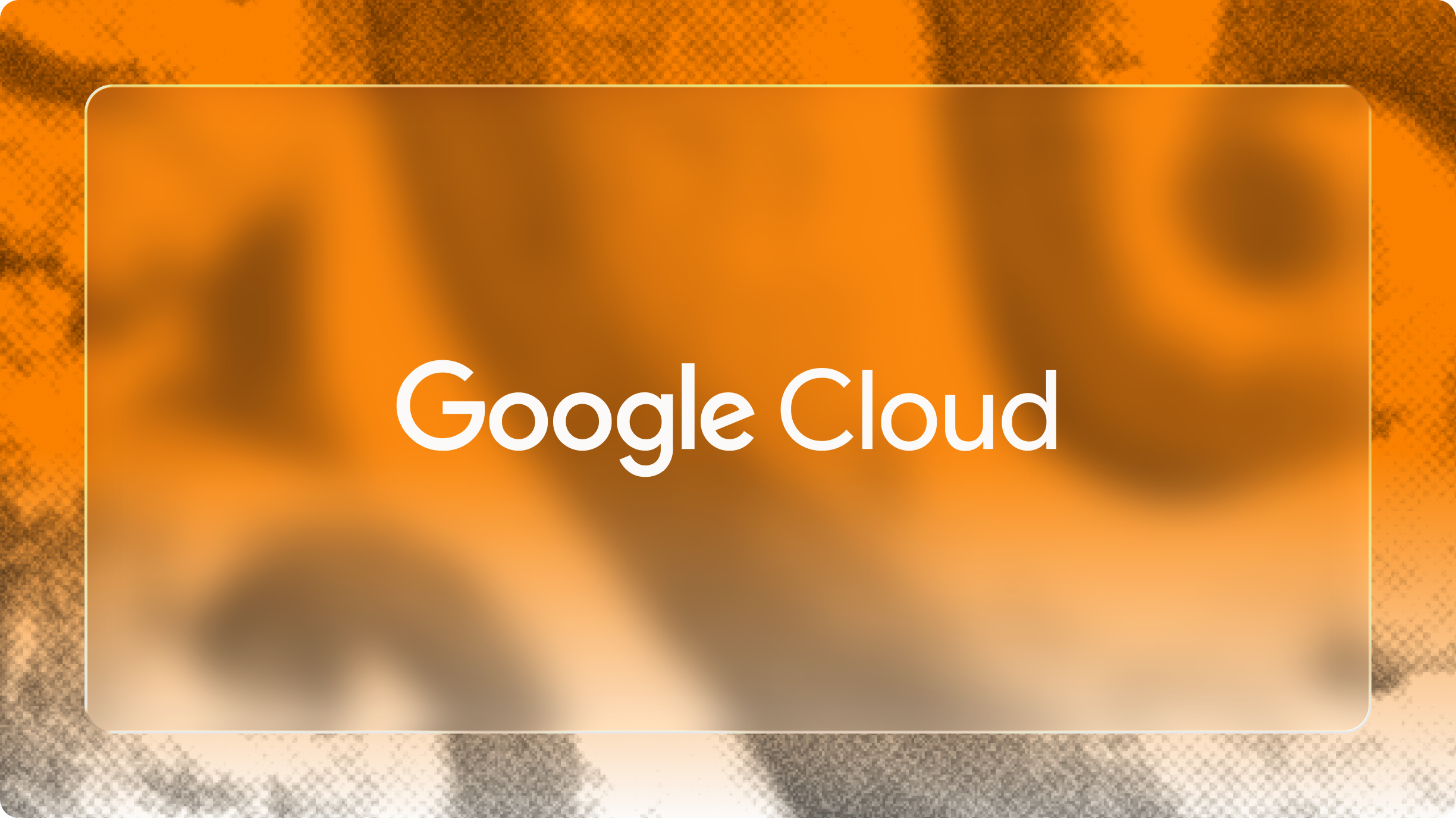 Google Cloud logo on a glass panel over an orange paper texture