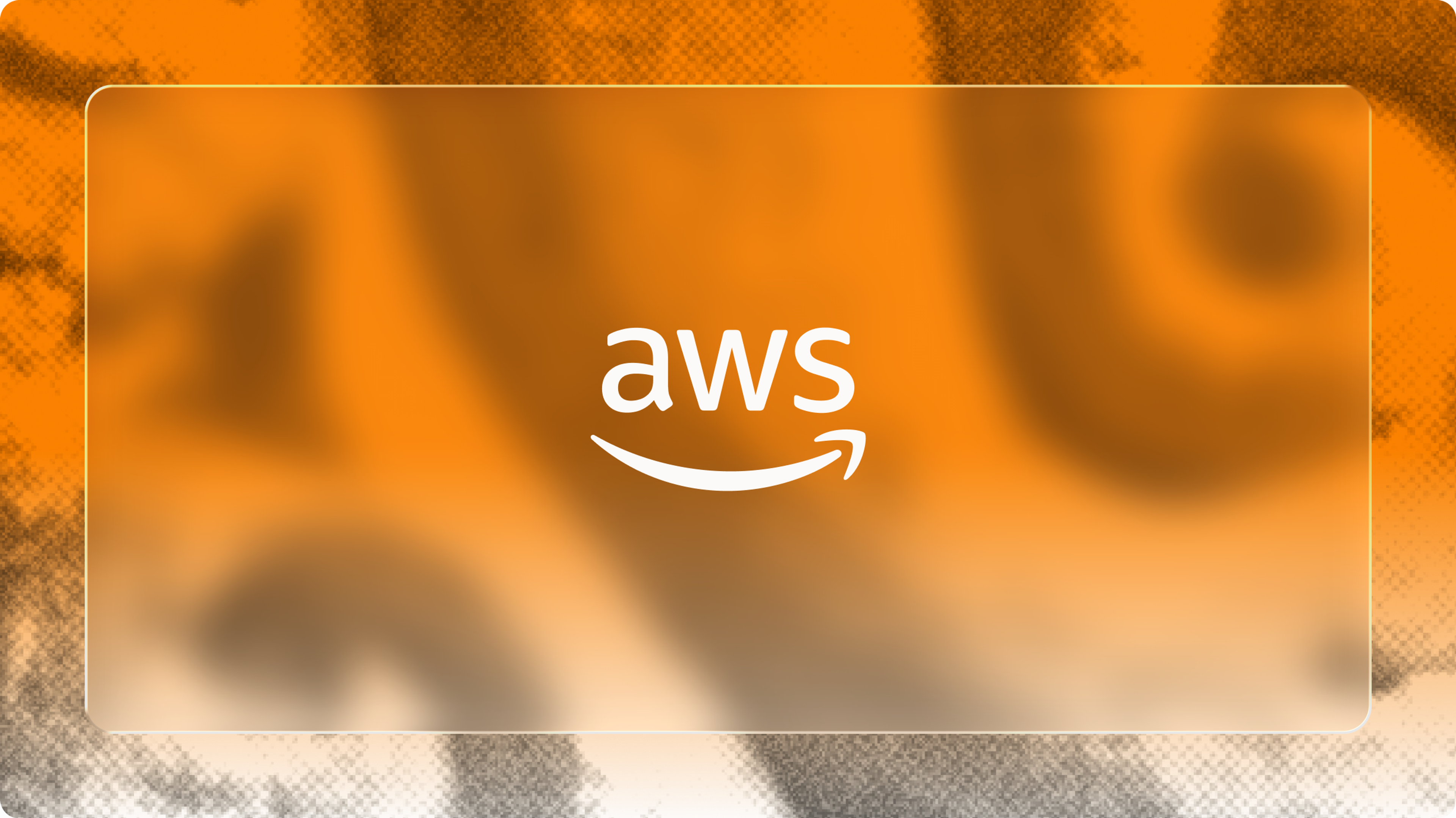 AWS logo on a glass panel over an orange paper texture