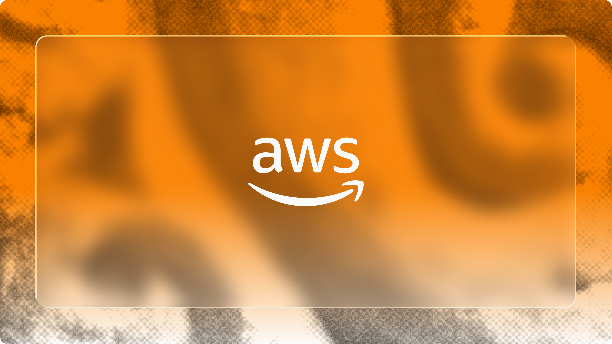 AWS logo on a glass panel over an orange paper texture