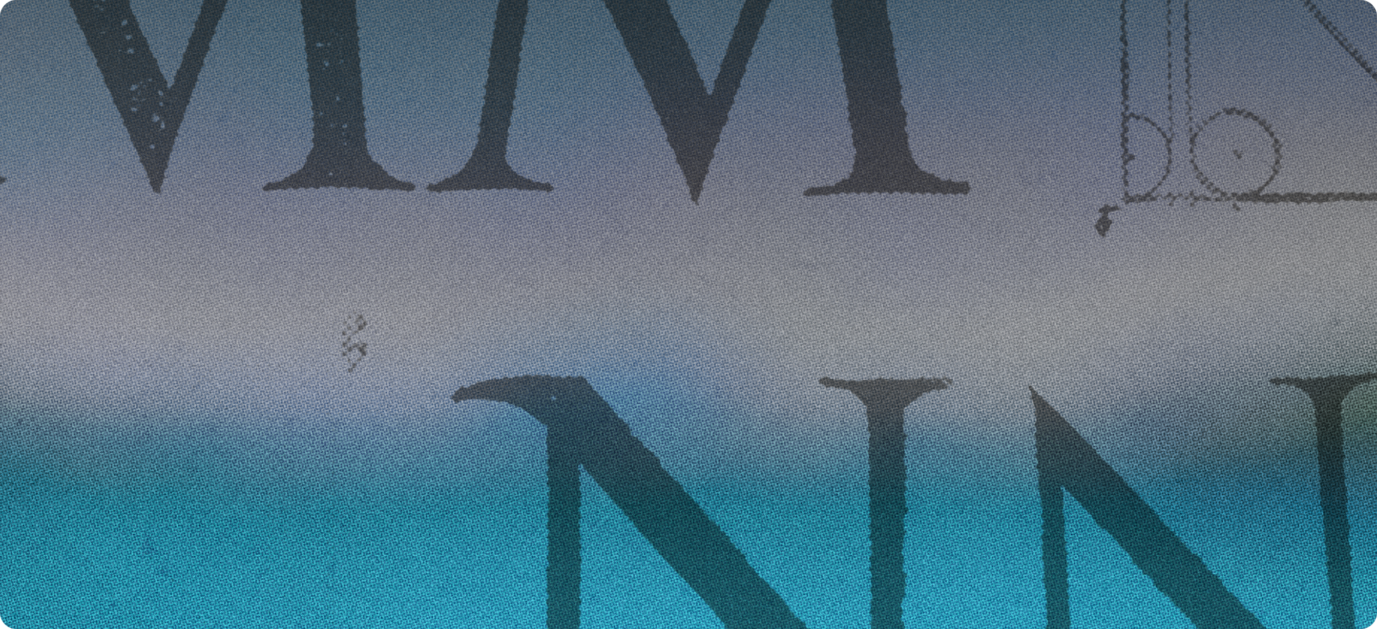 Blurred blue sky and sea behind large printed letters