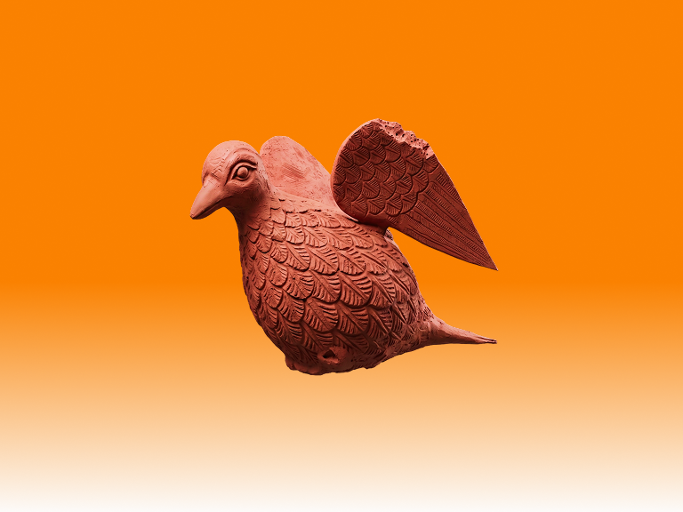Clay bird with bakelite gradient background