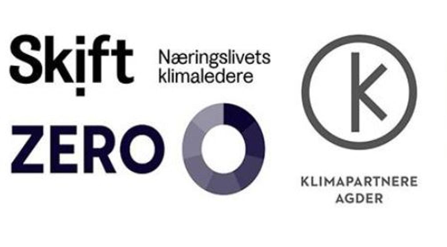 Logoer til UN Global Compact, Skift, Zero, Næringslivets klimaledere, Klimapartnere Agder, Miljøfyrtårn