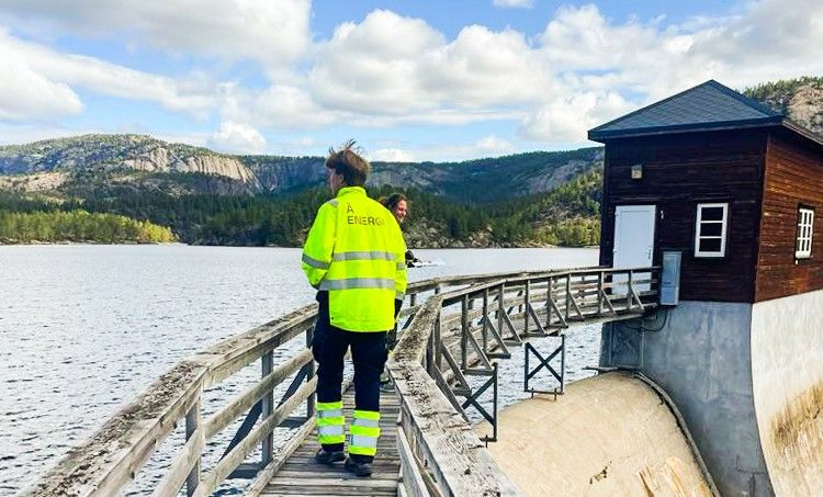 På dam. Arbeidsklær. Bakfra.