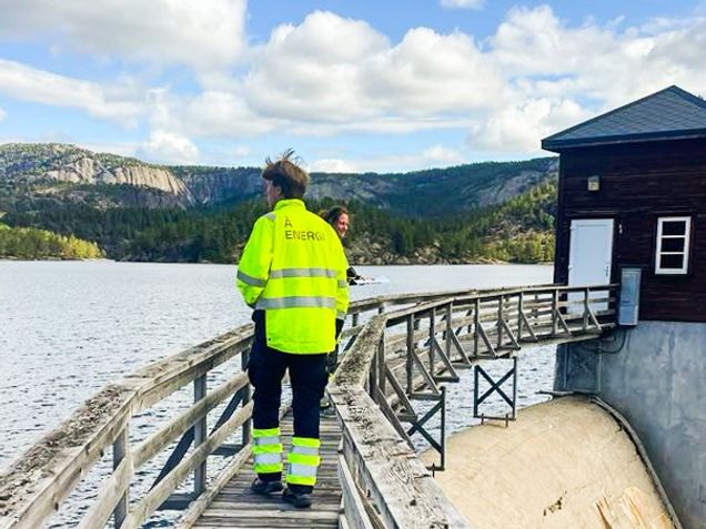 På dam. Arbeidsklær. Bakfra.