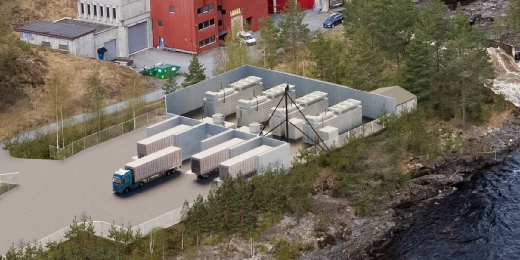 Visualisering av hydrogenfabrikk ved Pikerfoss kraftverk