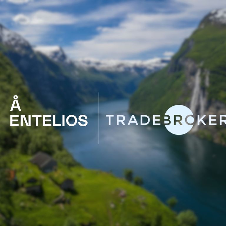 Logo of Å Entelios and Tradebroker with nature background