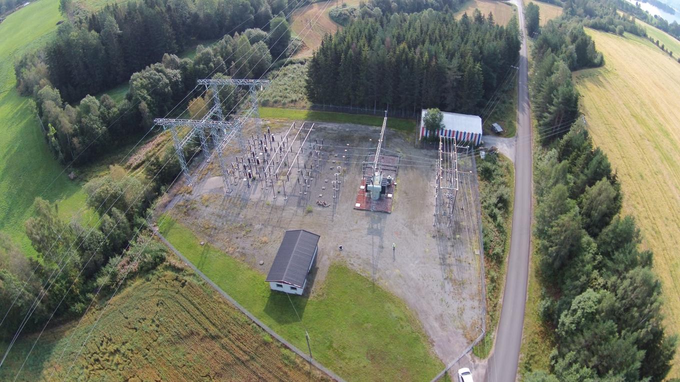 Oversiktsbilde over Rollag transformatorstasjon