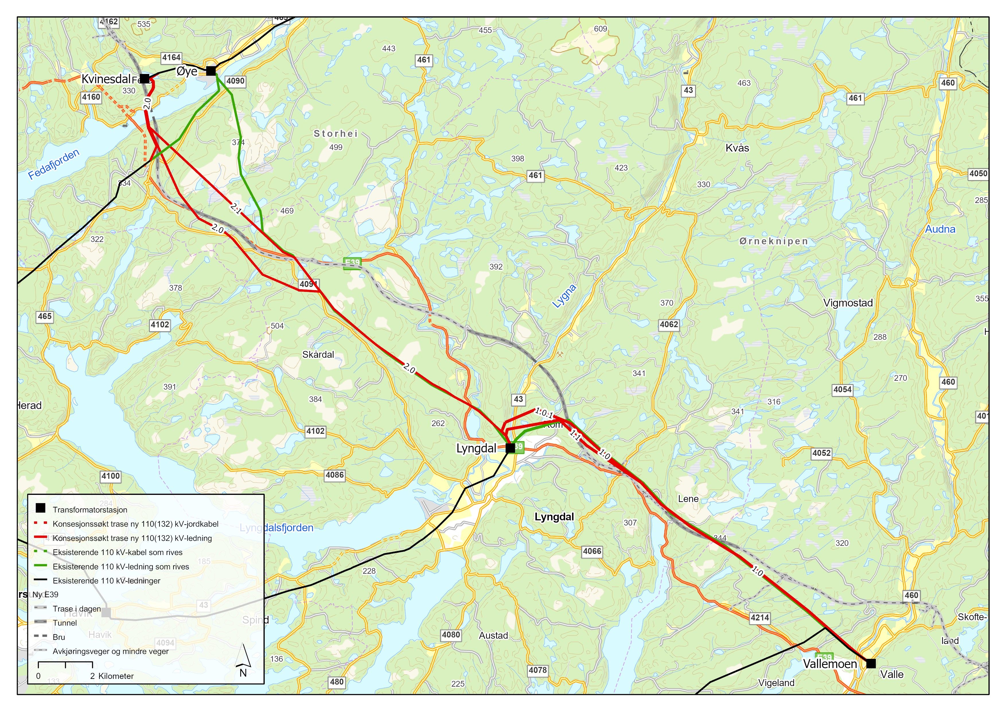 Oversiktskart over trase.