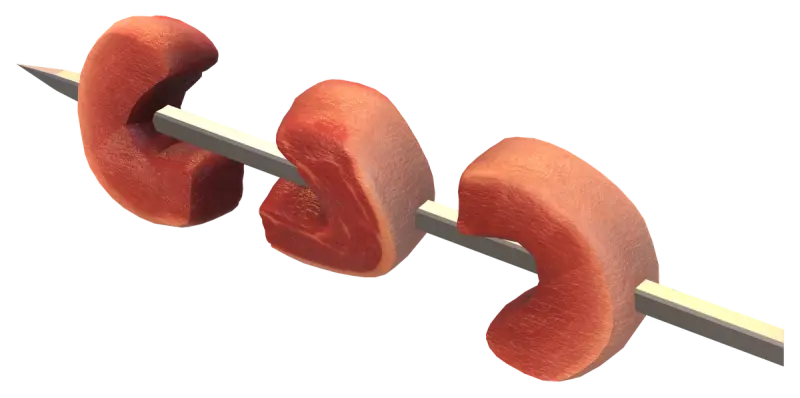 A raw picanha skewer
