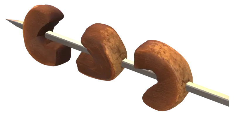 A medium-well picanha skewer
