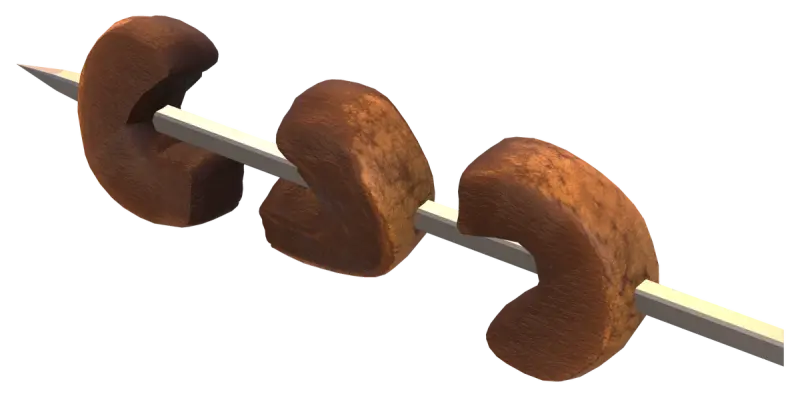 A well-done picanha skewer