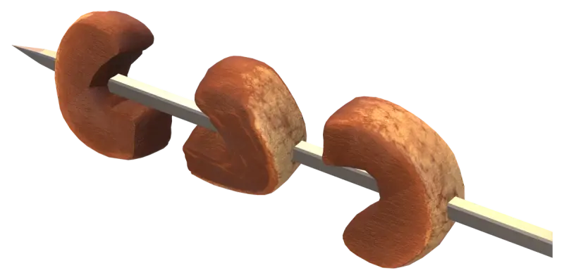 A medium-rare picanha skewer