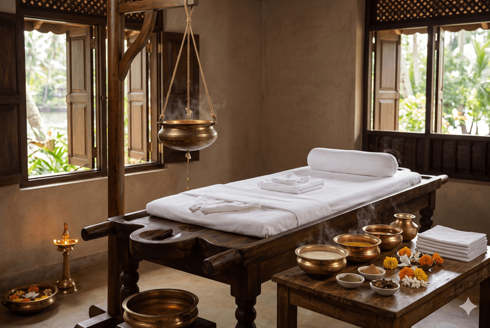 Ksheeradhara treatment for postpartum recovery at Soma Cove Nalanda Retreat Goa Sutika programme