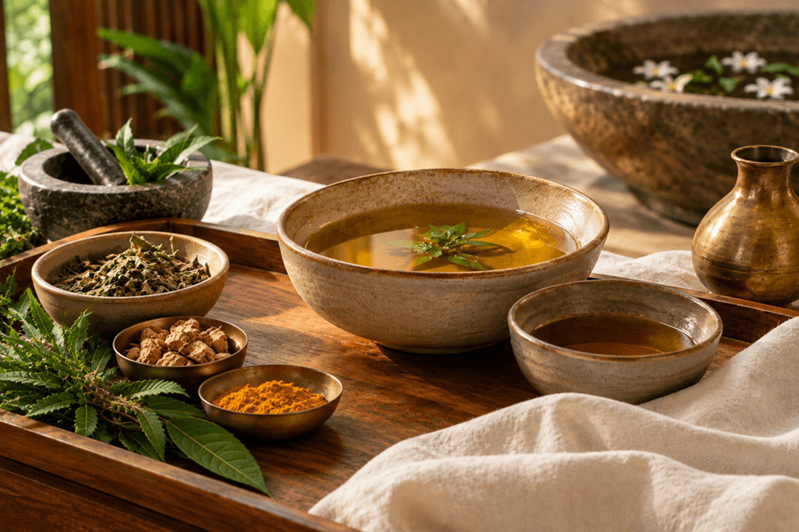 Ayurvedic treatment preparation at Soma Cove longevity wellness spa Nalanda Retreat Goa