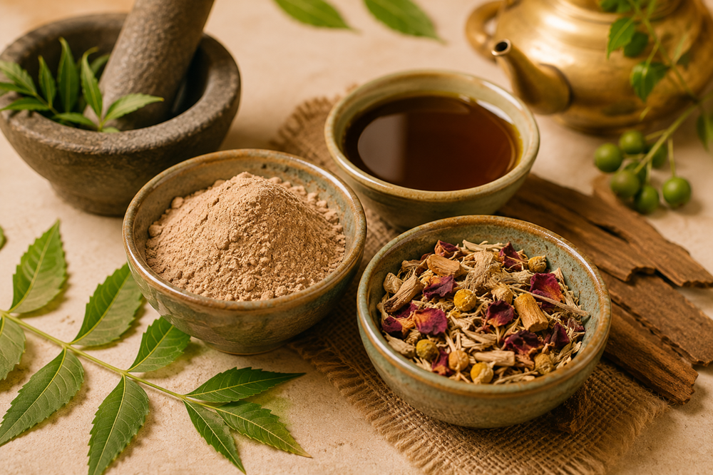 Ayurvedic herbal preparations used in Panchakarma treatment at Goa retreat