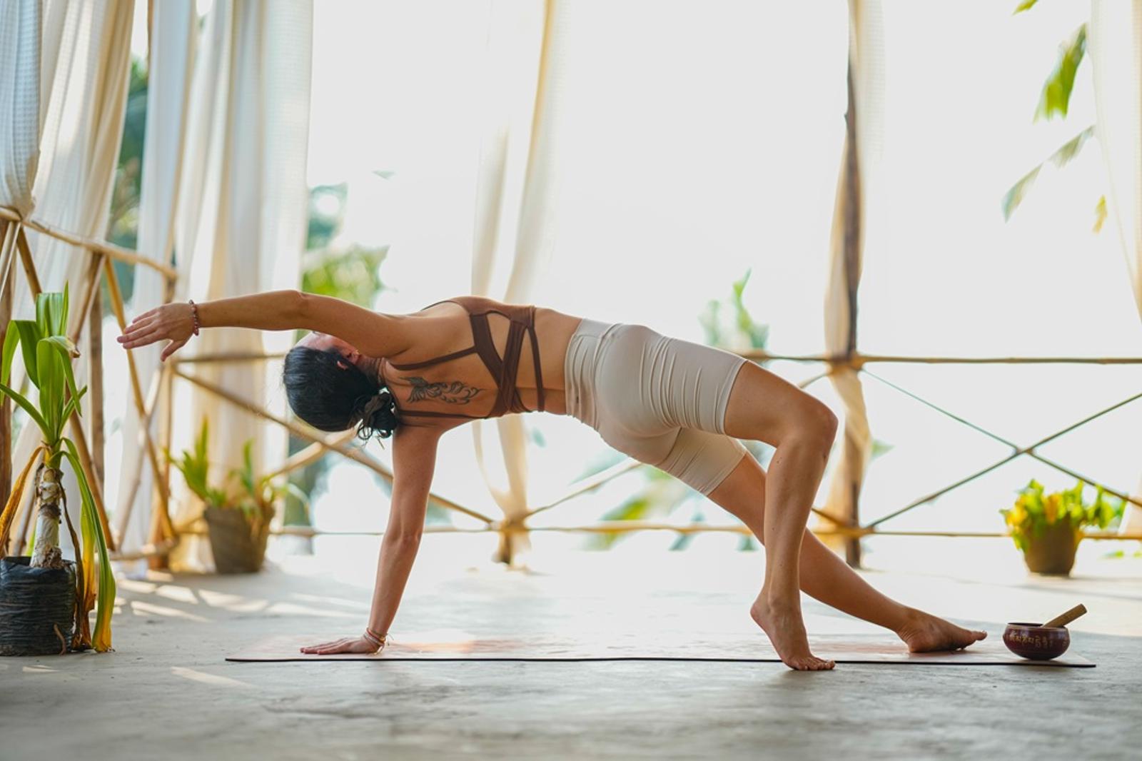 Morning yoga practice at Nalanda Retreat Goa - Weight and Metabolic Transformation programme