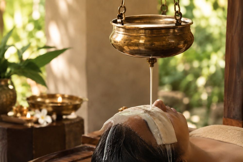 Ksheeradhara cooling Ayurvedic treatment at Soma Cove Nalanda Retreat Goa menopause retreat