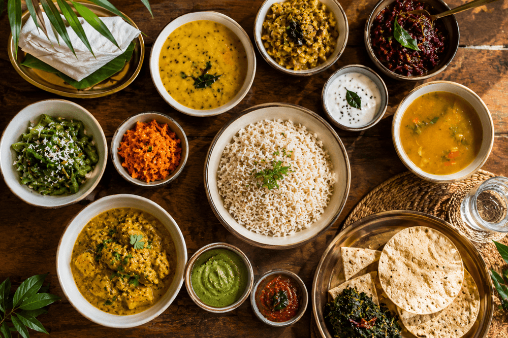 Ayurvedic vegetarian meal at Nalanda Retreat stress recovery programme North Goa