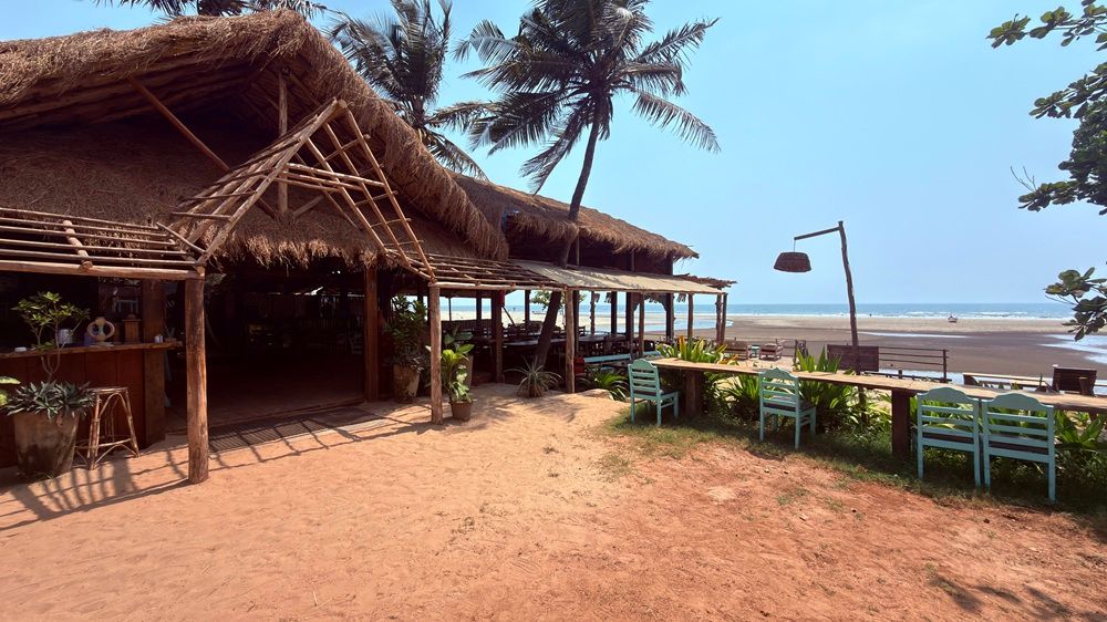 Mandrem Beach view from Nalanda Retreat garden - quiet North Goa