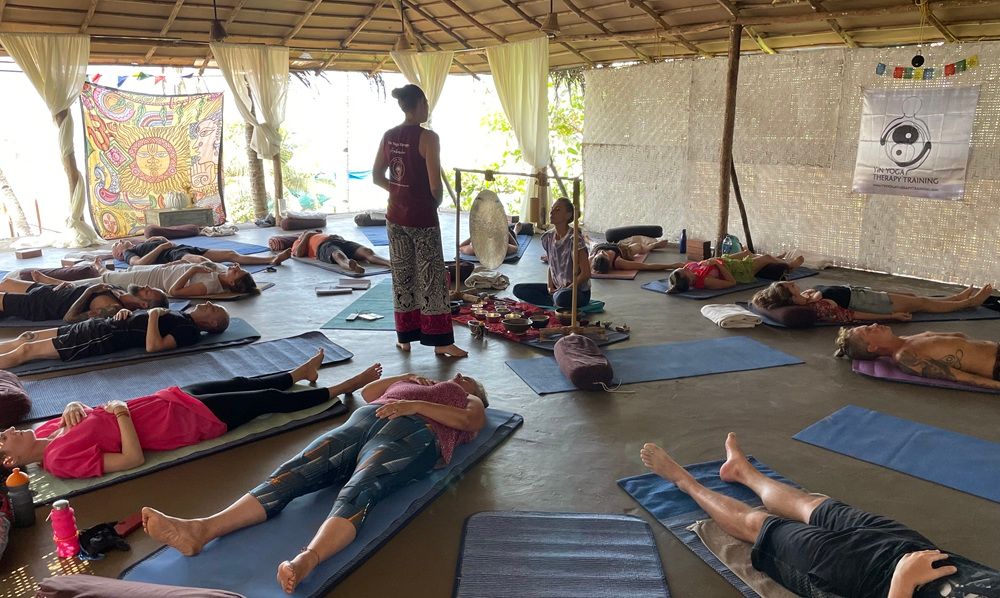 Sound Bath session at Nalanda Retreat Goa - Beachfront Shala meditation experience