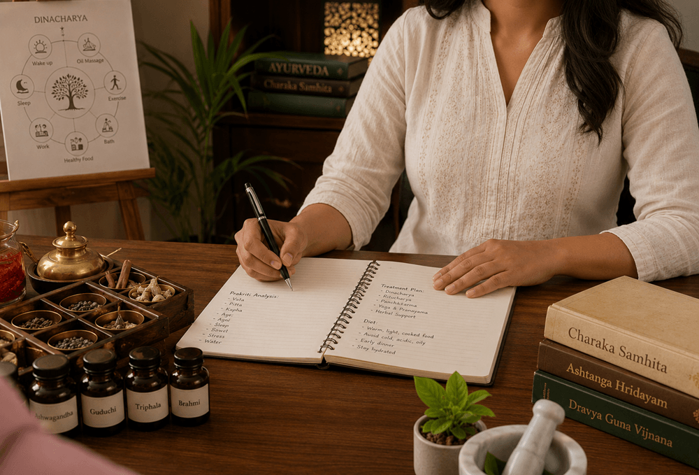 BAMS-qualified Ayurvedic practitioner consultation at Nalanda Retreat Goa
