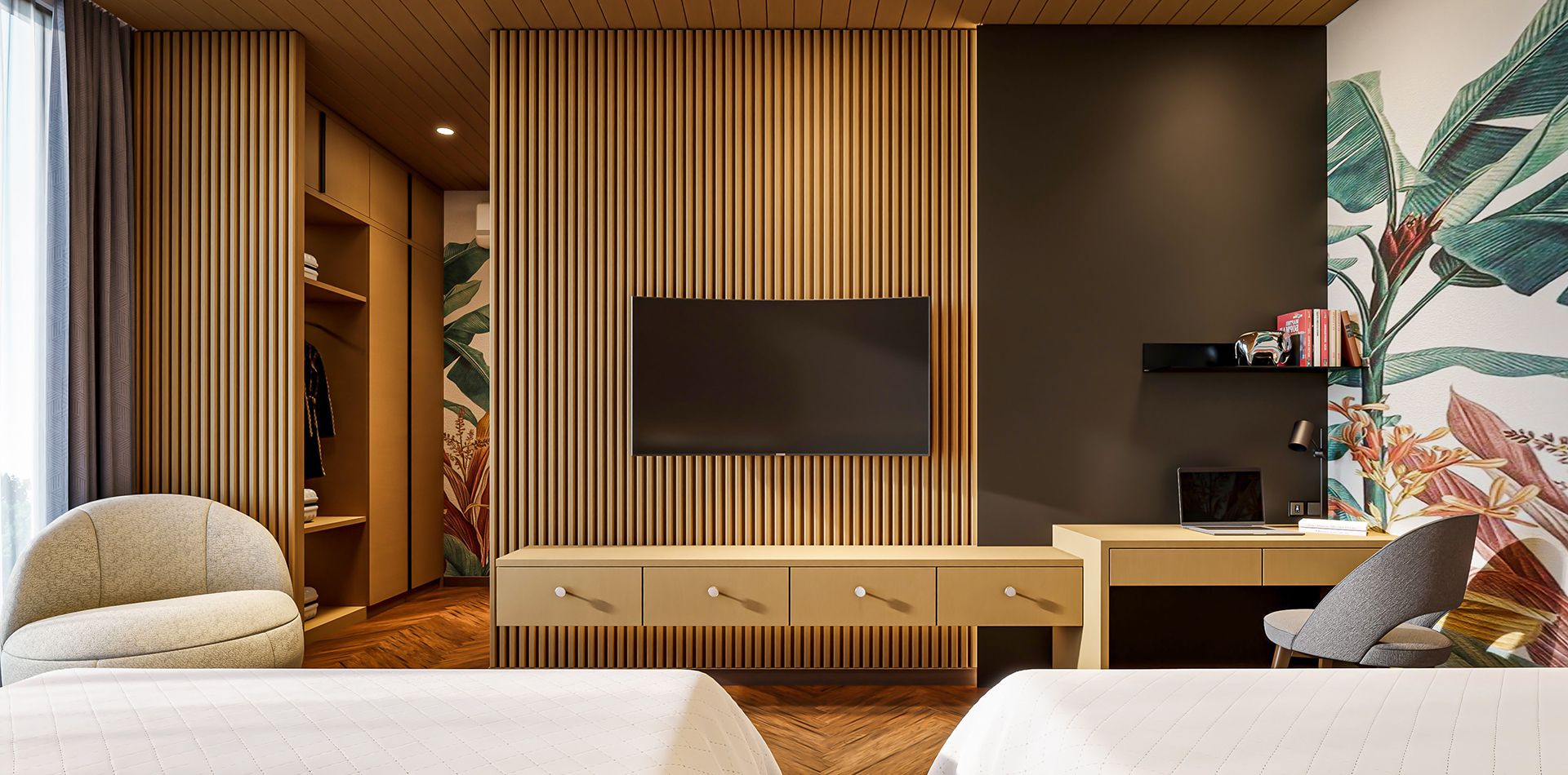 Interior Decorative Panelling and wall highlighters Chennai Charcoal wooden veneers decorative indoor wall cladding laminates MDF and PVC wall panels Chennai