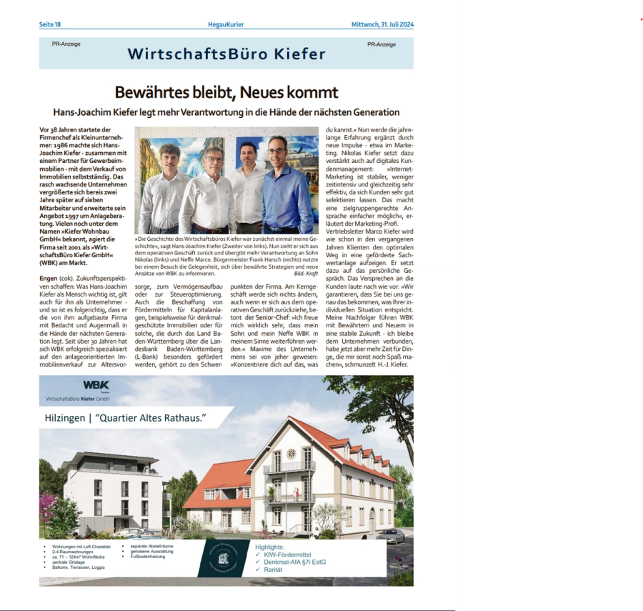 Bewährtes bleibt,Neues kommt