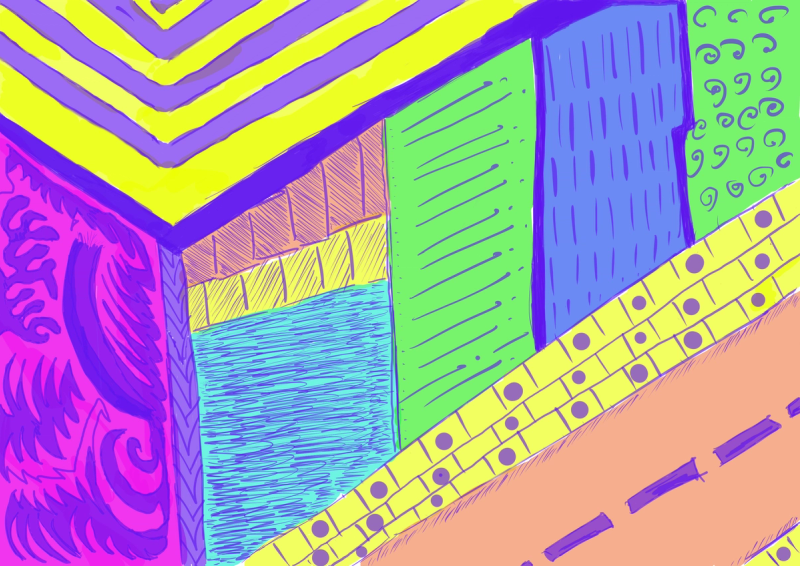 Abstract Digital Artwork of a street with building
