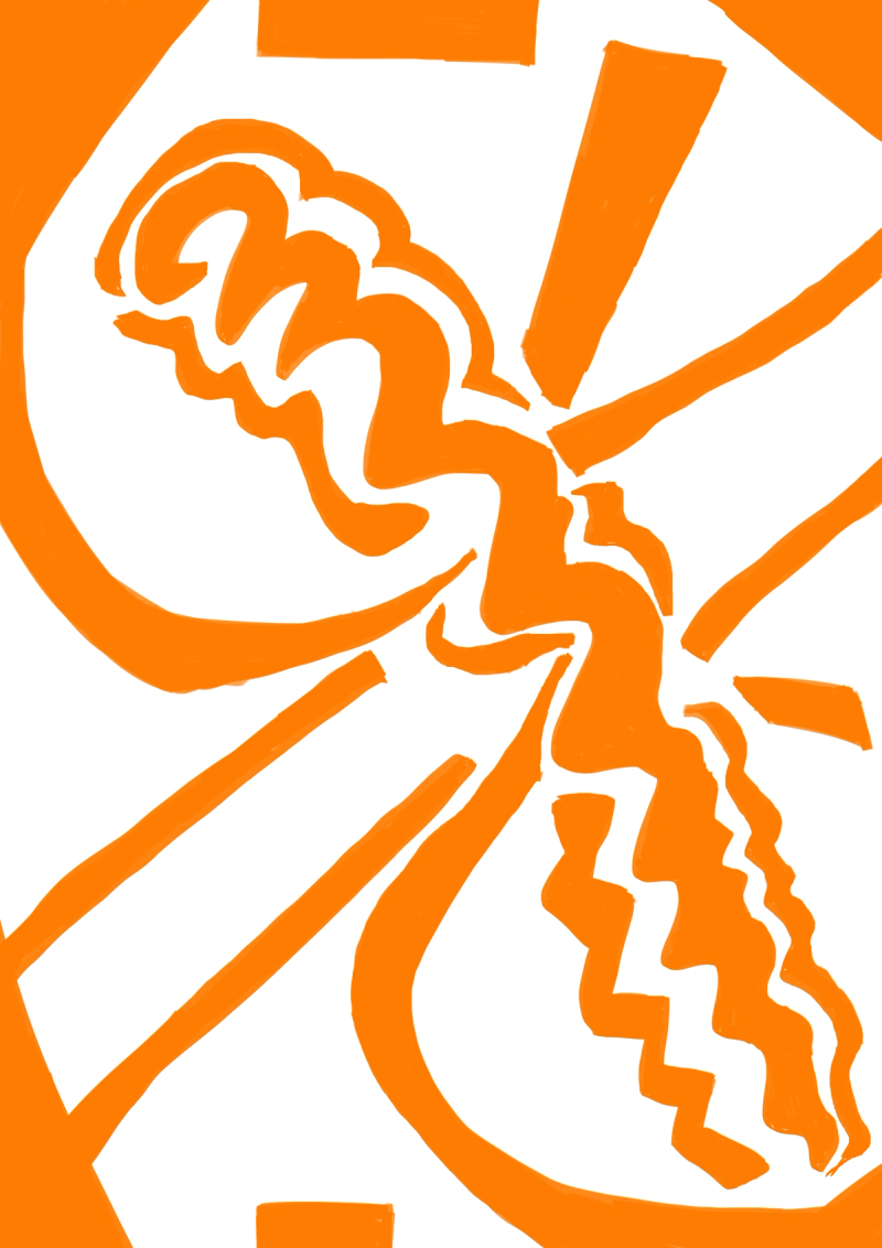 Abstract Digital Artwork Orange on White background