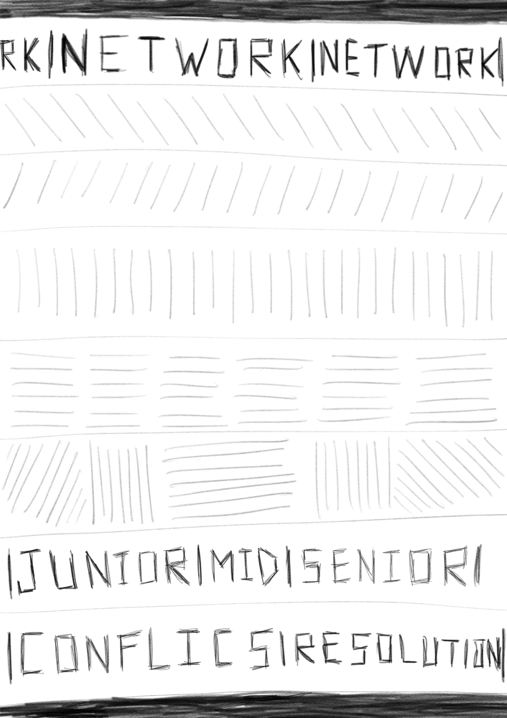 Digital Artwork with random words loosely related to a career in tech.