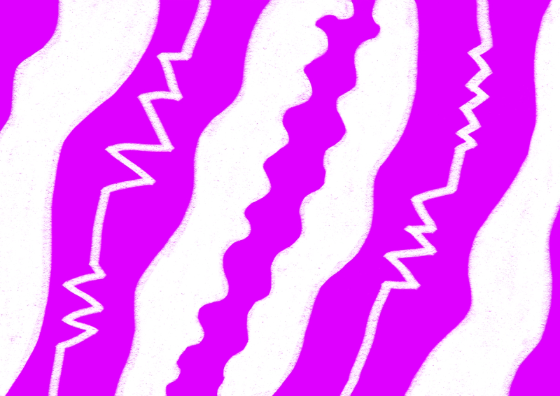 Abstract Digital Artwork with pink and yellow patterns