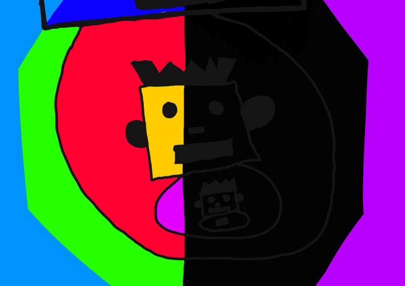 Digital artwork with Russian dolls and a play on contrast and colors