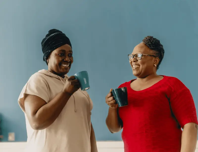 Carers having coffee